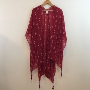 LA Express | OS Burgundy Kimono W/ Tassels